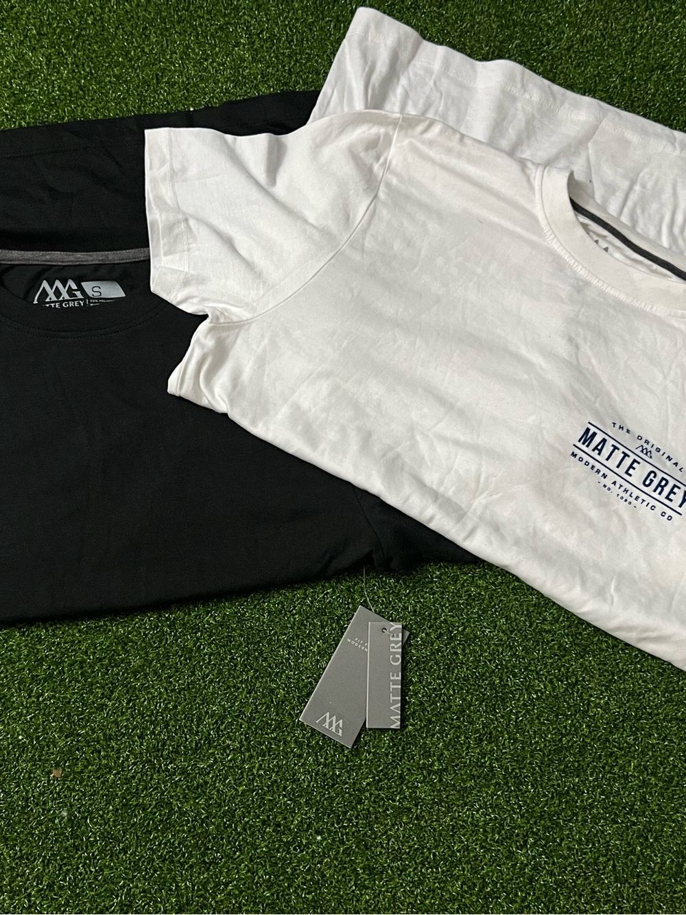 Matte Grey Modern Athletic Tee Bundle - Black & White (Size S)